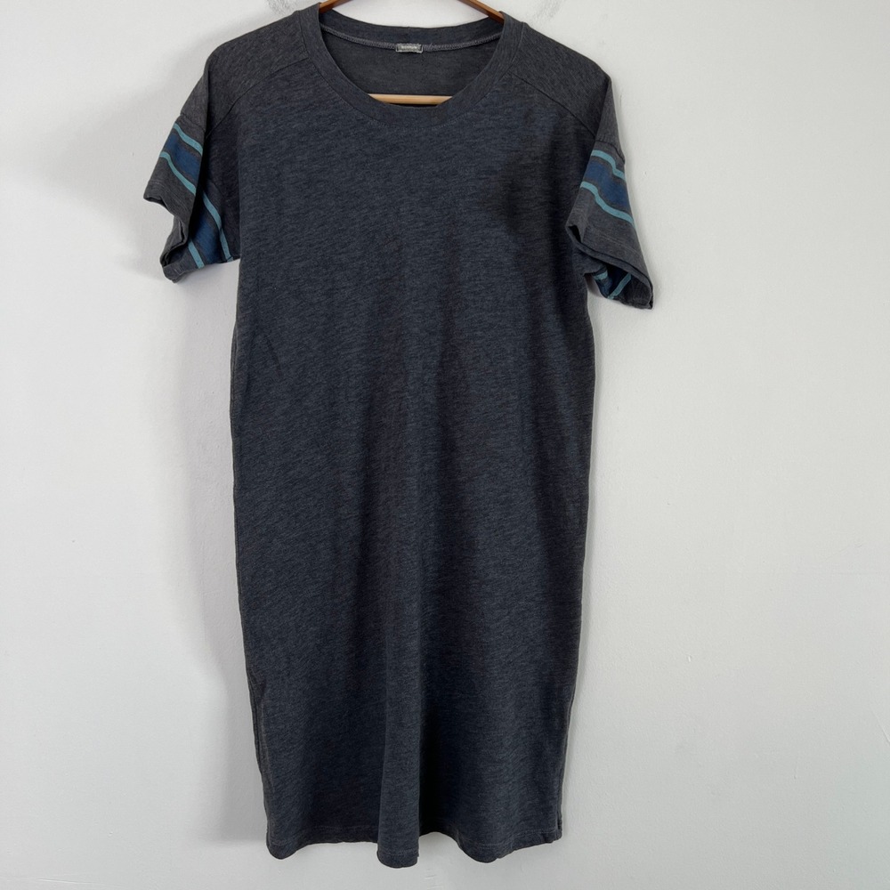 Monrow Charcoal Grey Striped Sleeve T Shirt Dress tee Size‎ S Made in USA Casual
